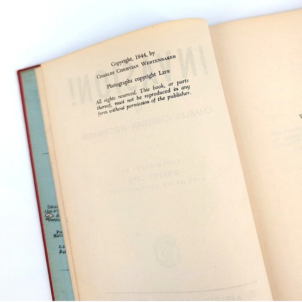 Invasion! 1944 1st Edition with Handwritten Military Inscription Wertenbaker WW2